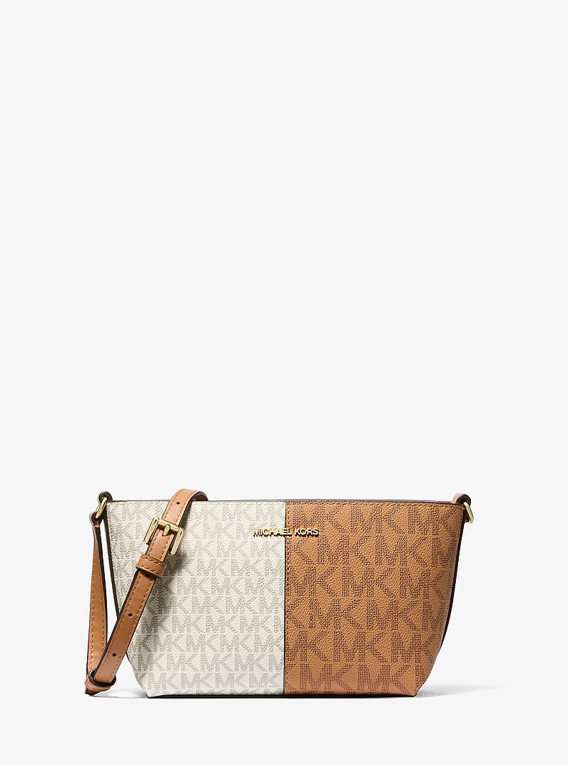 Jet Set Small Two-Tone Logo Crossbody Bag in DEER MULTI | Michael Kors