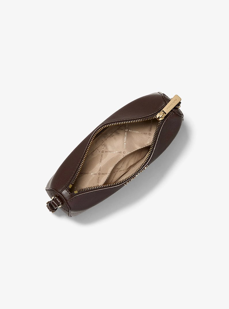 Pochette Jet Set media in pelle Saffiano in CIOCCOLATO | Michael Kors