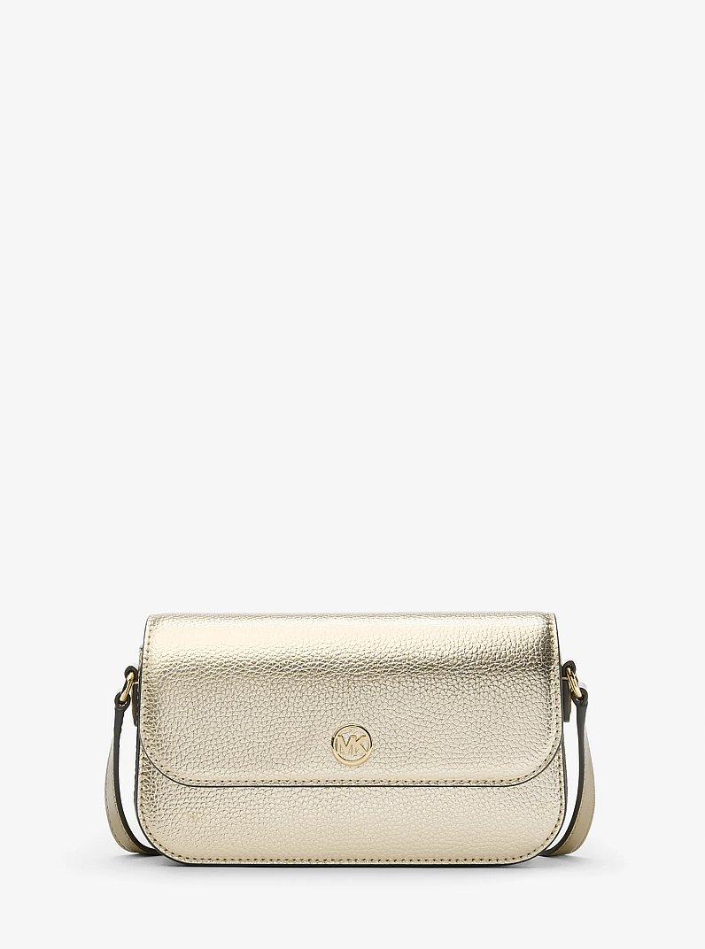 Jet Set Travel Small Metallic Leather Crossbody in PALE GOLD | Michael Kors