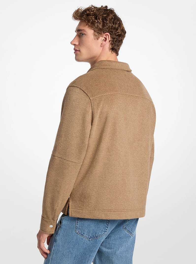 Double-Knit Flannel Jacket in DARK CAMEL MELANGE | Michael Kors