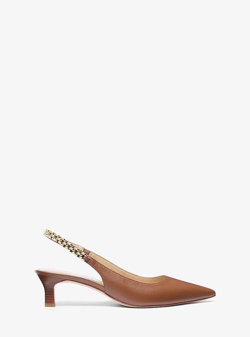D&eacute;collet&eacute; Marcia slingback in pelle in CUOIO | Michael Kors