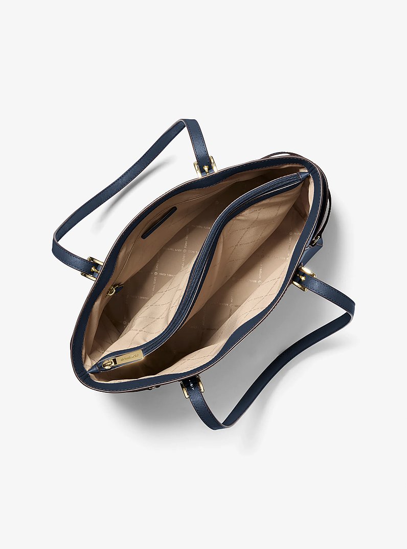 Voyager Large Saffiano Leather Tote Bag in NAVY | Michael Kors