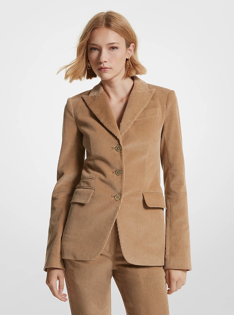 Blazer em bombazina de algod&atilde;o in CAMEL ESCURO | Michael Kors