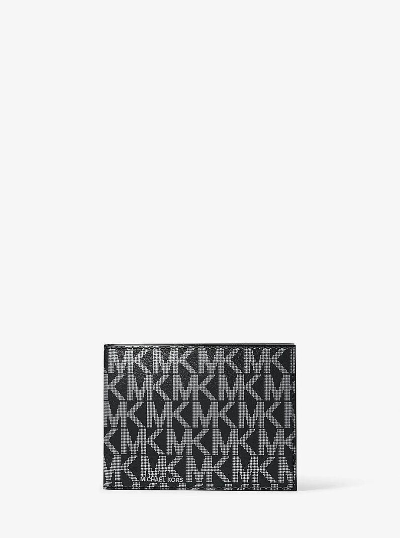 Hudson Metallic Signature Logo Billfold Wallet With Passcase in BLACK | Michael Kors