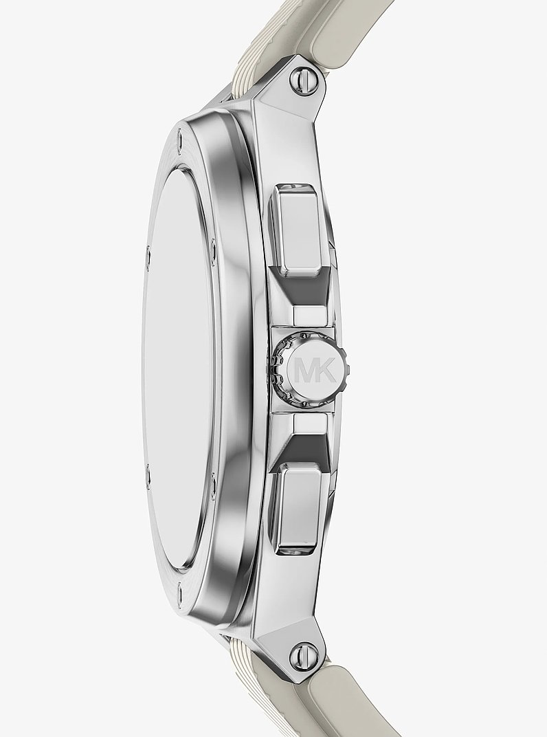 Oversized Lennox Silver-Tone and Silicone Watch in SILVER | Michael Kors