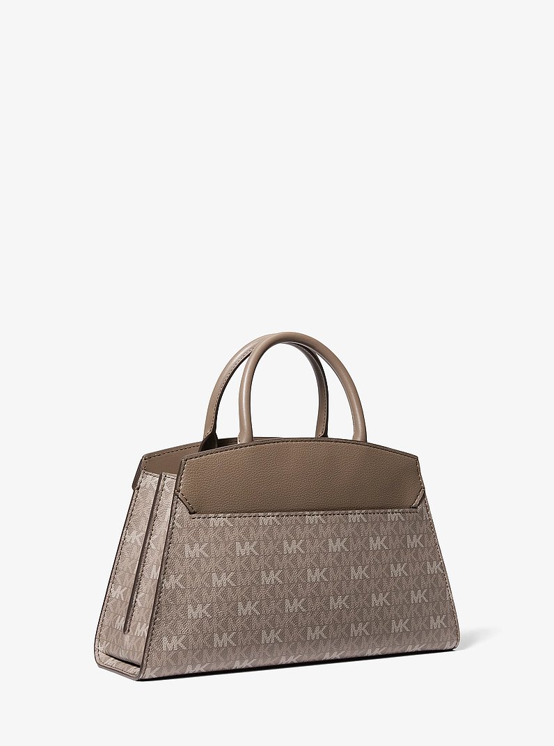 Greta Medium Signature Logo Satchel in MUSHROOM | Michael Kors