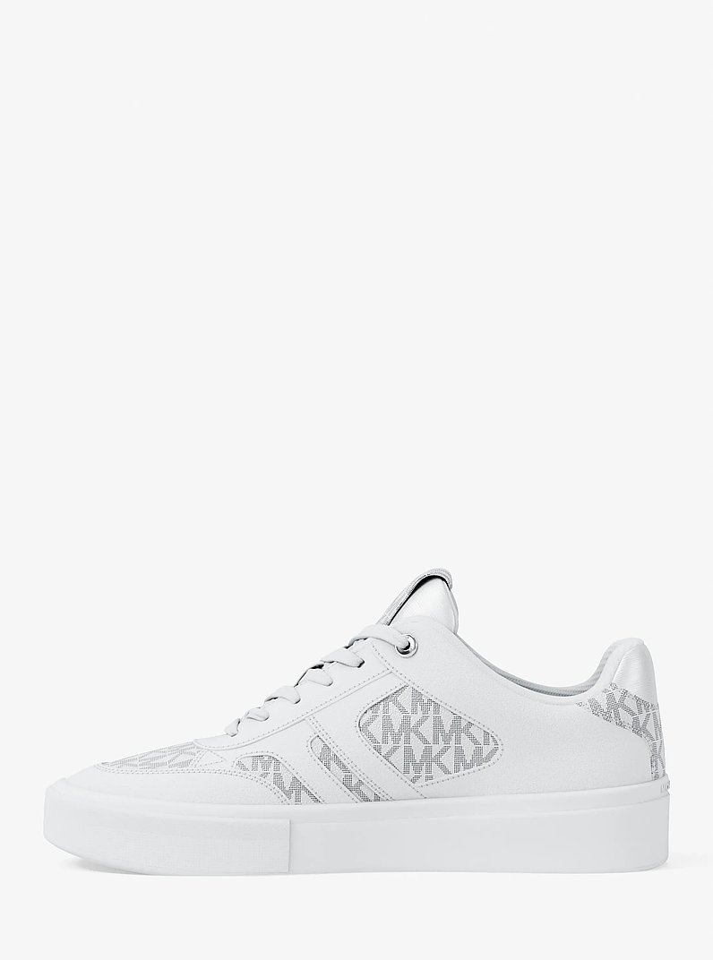 Sneaker Dane in pelle con stampa logo in BIANCO BRILLANTE | Michael Kors