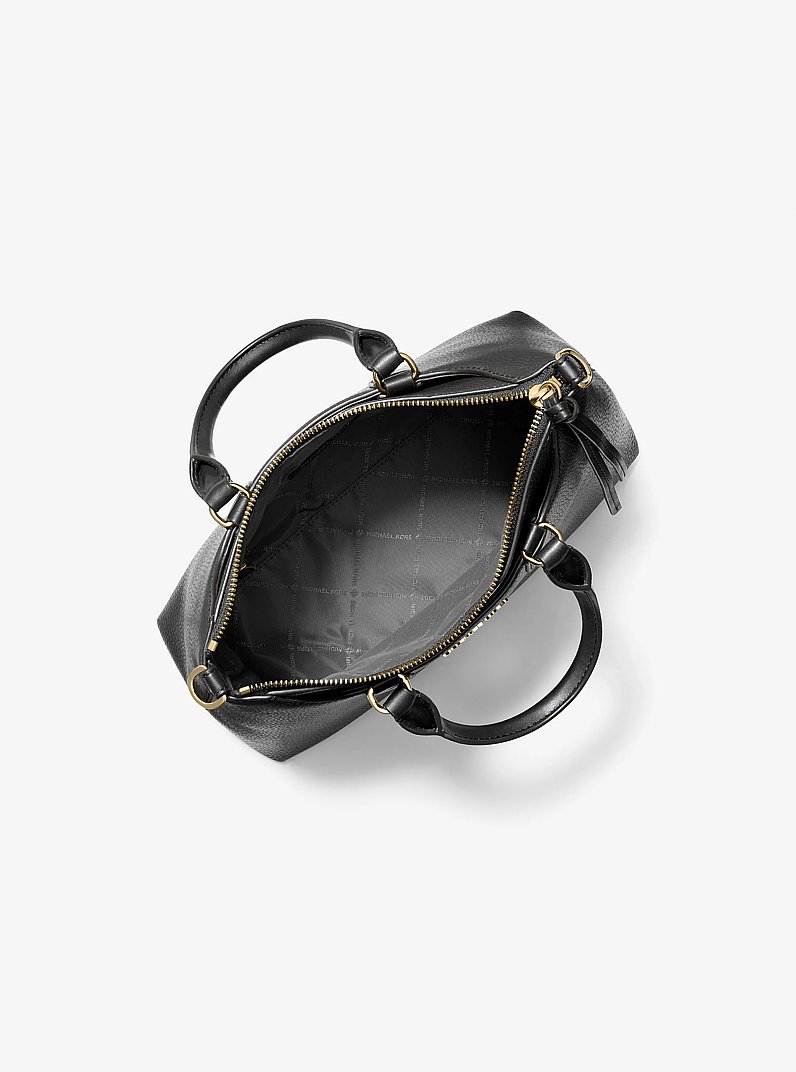 Austen Small Leather Satchel in BLACK | Michael Kors