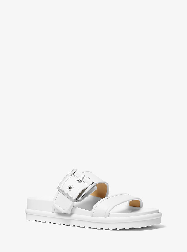 Colby Leather Slide Sandal in OPTIC WHITE | Michael Kors