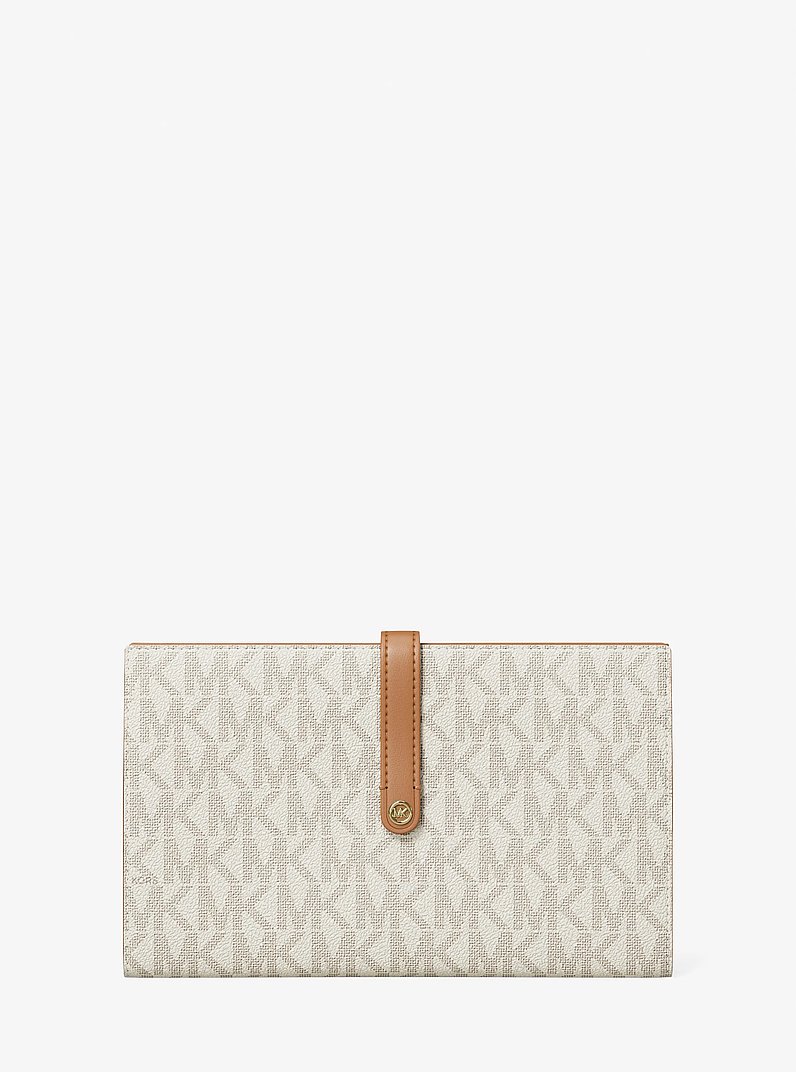 Jet Set Travel Large Signature Logo Wallet in VANILLE/NOISETTE | Michael Kors