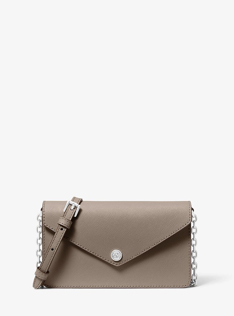 Small Saffiano Leather Envelope Crossbody Bag