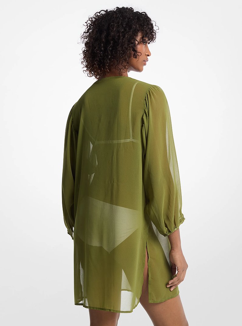Vestido t&uacute;nica de chif&oacute;n in VERDE &Aacute;RBOL | Michael Kors