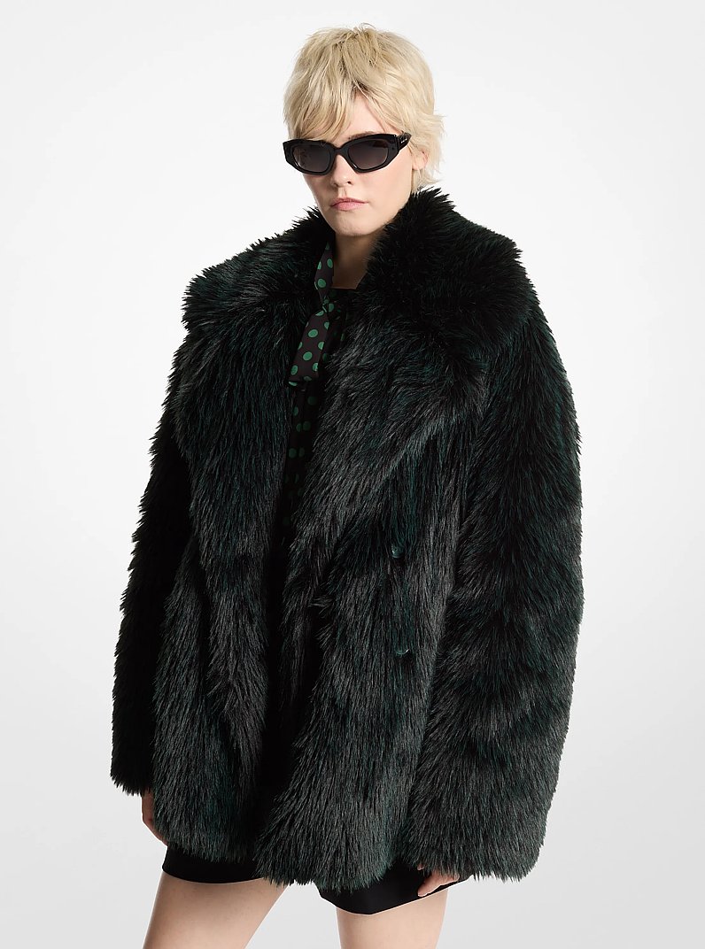 Faux Fur Peacoat in DARK EMERALD | Michael Kors