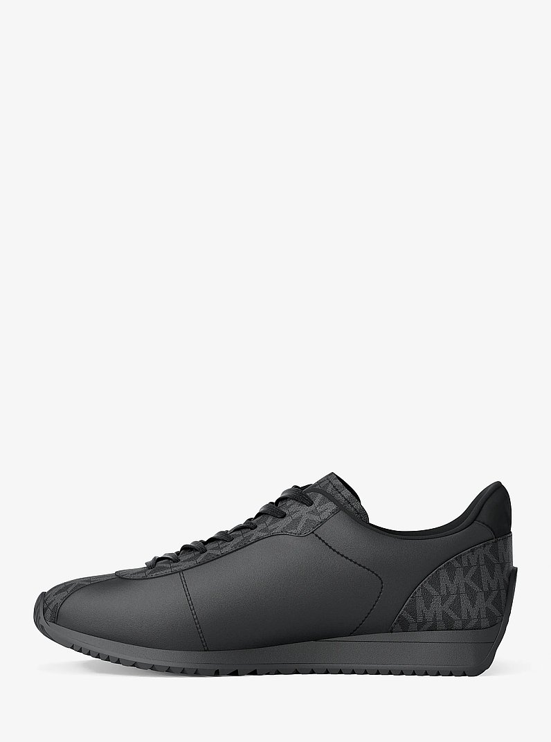 Rhodes Signature Logo and Leather Trainer in BLACK/BLACK | Michael Kors