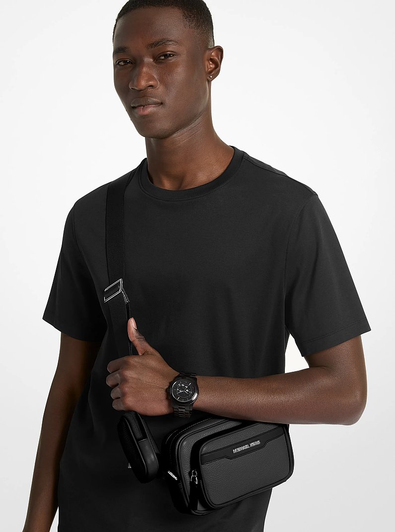 Cooper Pebbled Leather Camera Bag in BLACK | Michael Kors