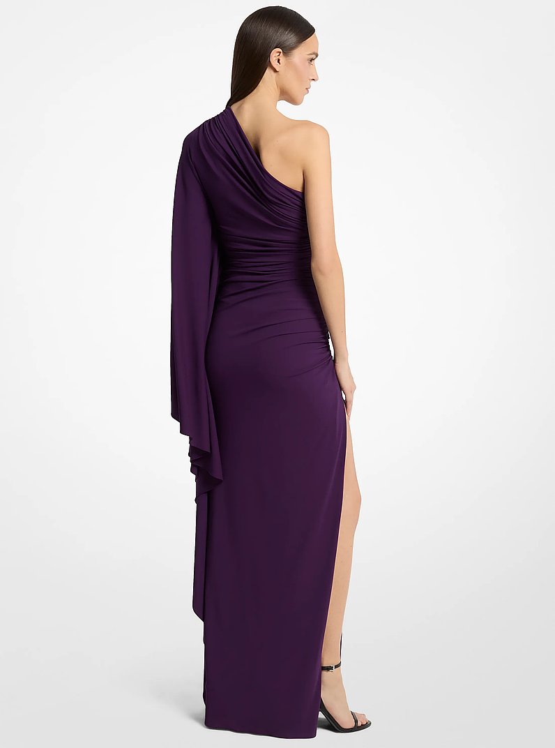 Draped Matte Jersey One-Shoulder Gown in AMETHYST | Michael Kors