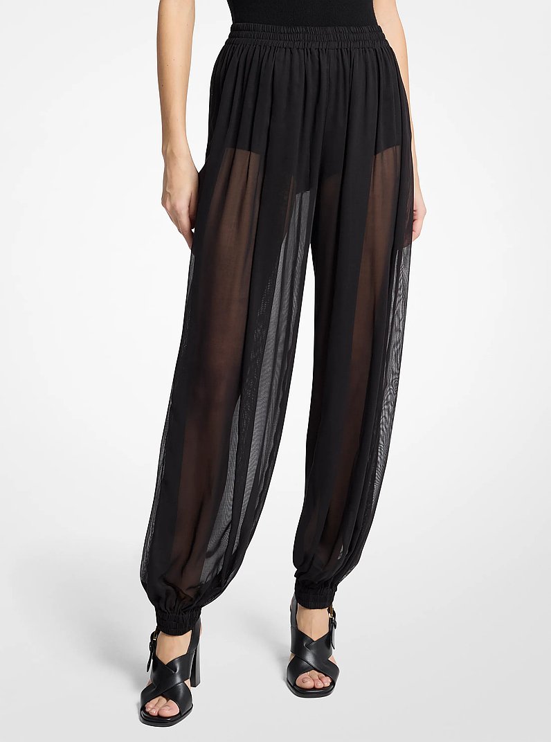 Silk Voile Sarouel Pants in BLACK | Michael Kors