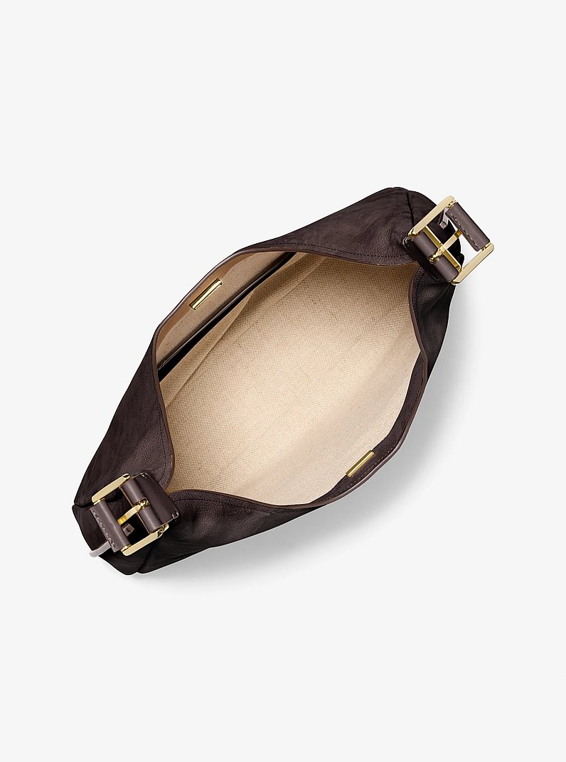 Grand sac port&eacute; &eacute;paule boh&egrave;me Nolita en nubuck in CHOCOLAT | Michael Kors