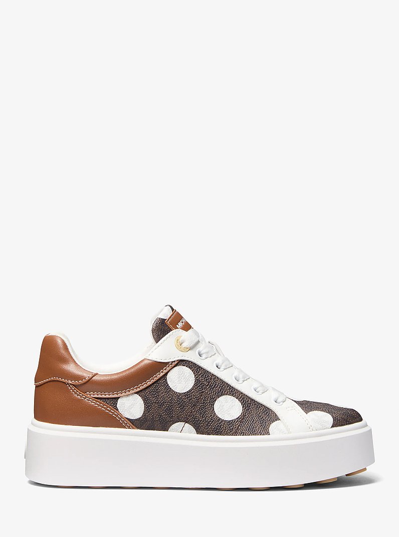 Romey Polka Dot Signature Logo Platform Sneaker in BROWN MULTI | Michael Kors
