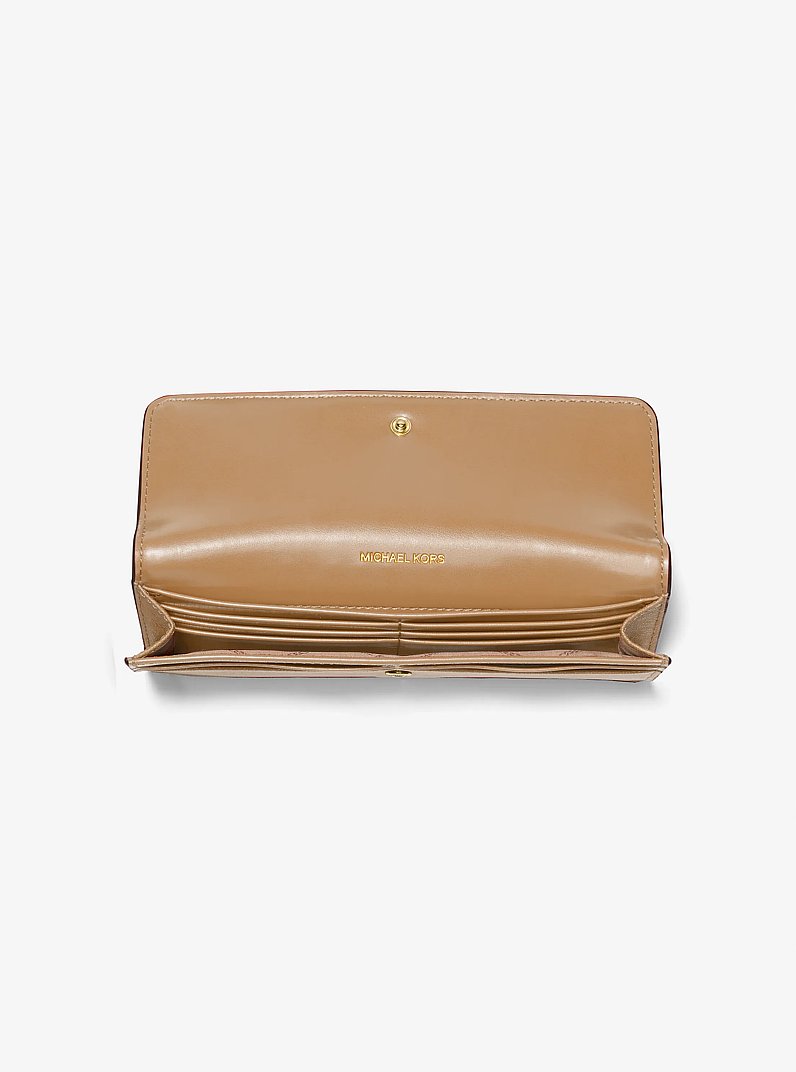 Jet Set Large Saffiano Leather Snap-Front Wallet in CAMEL | Michael Kors