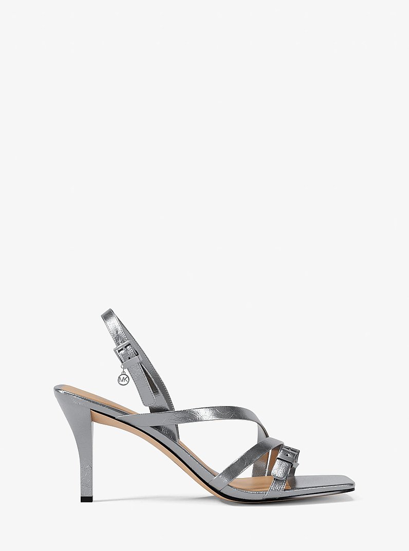 Yvette Metallic Sandal in SILVER | Michael Kors