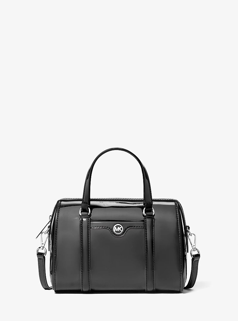 Jet Set Small Patent Duffel Crossbody Bag in BLACK | Michael Kors