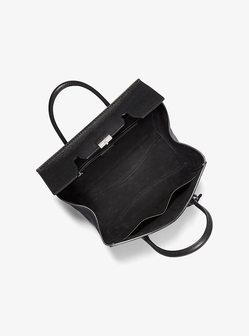 Campbell Medium Pebbled Leather Satchel in BLACK | Michael Kors