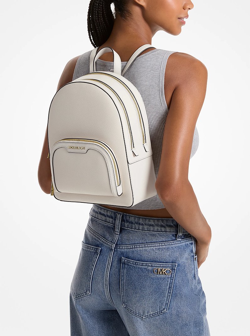 Jaycee Medium Pebbled Leather Backpack in LT CREAM | Michael Kors