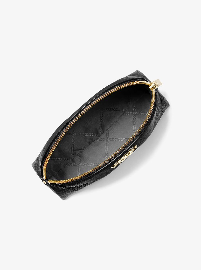 Empire Large Pebbled Leather Travel Pouch in BLACK | Michael Kors