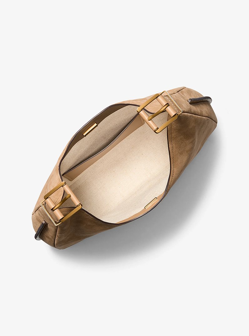 Schoudertas Nolita van nubuck, groot hobomodel in KAF | Michael Kors