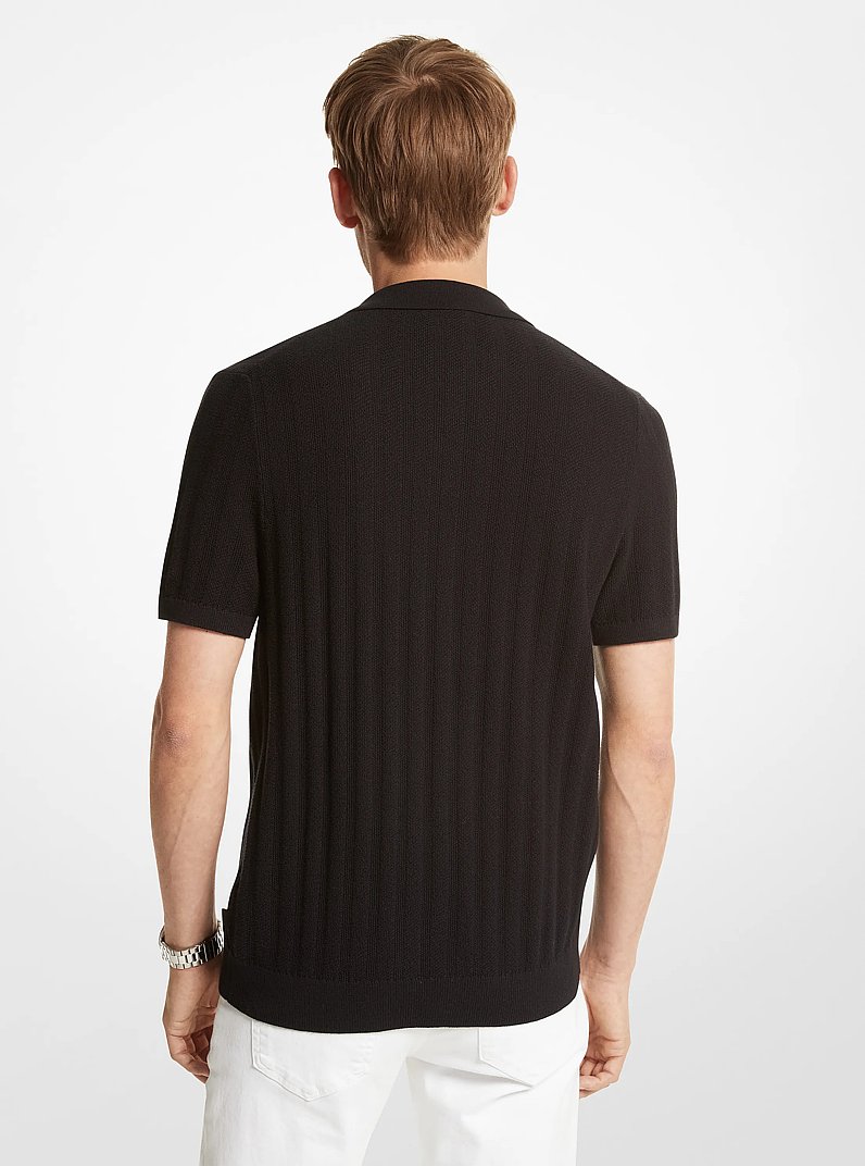 Textured Cotton Blend Shirt in BLACK | Michael Kors