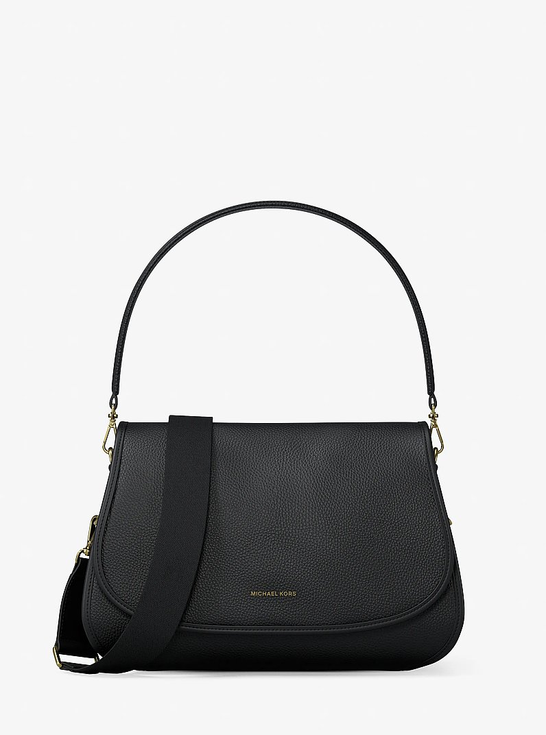 Wandelbare Messenger-Tasche Holmes Medium aus gekrispeltem Leder in SCHWARZ | Michael Kors