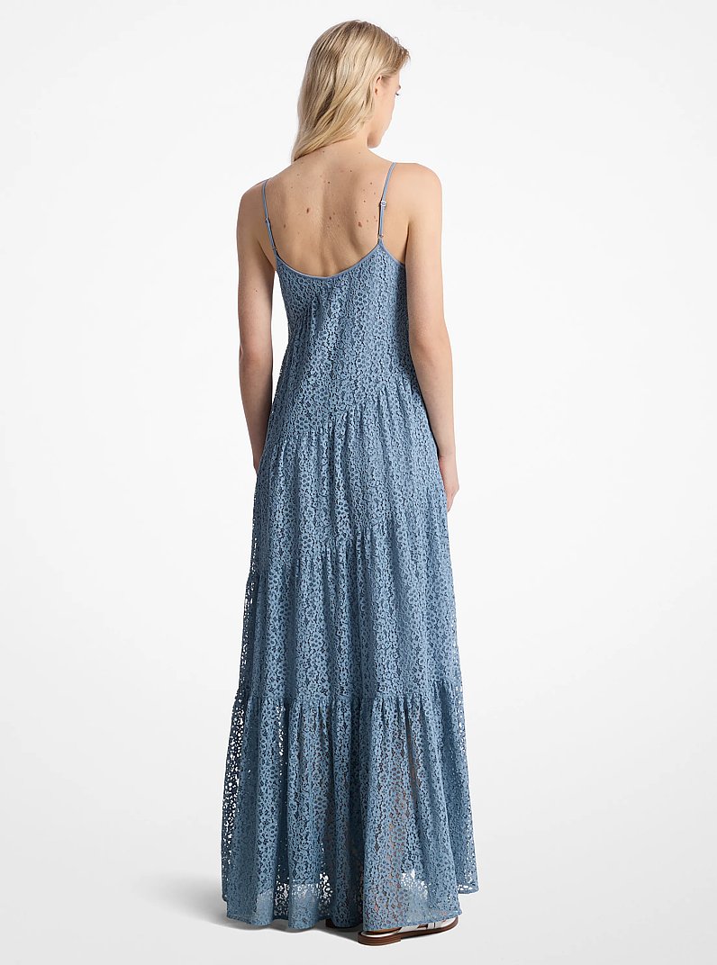 Vestido lencero de encaje floral con capas in CHAMBRAY | Michael Kors