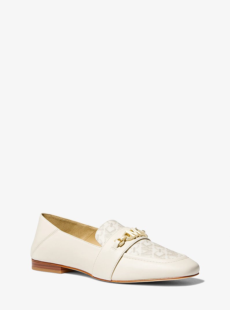 Tiffanie Leather and Empire Signature Logo Mule in VAINILLA | Michael Kors