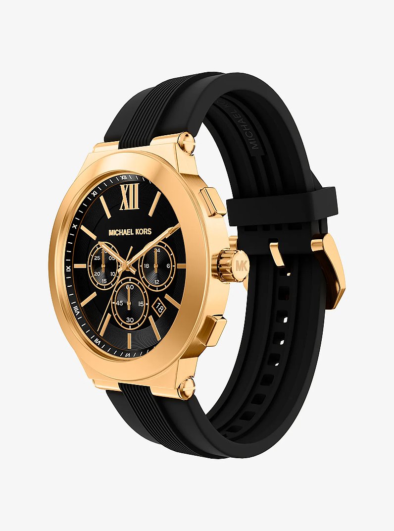 &Uuml;bergro&szlig;e Armbanduhr Billie im Goldton mit Silikonarmband in SCHWARZ | Michael Kors