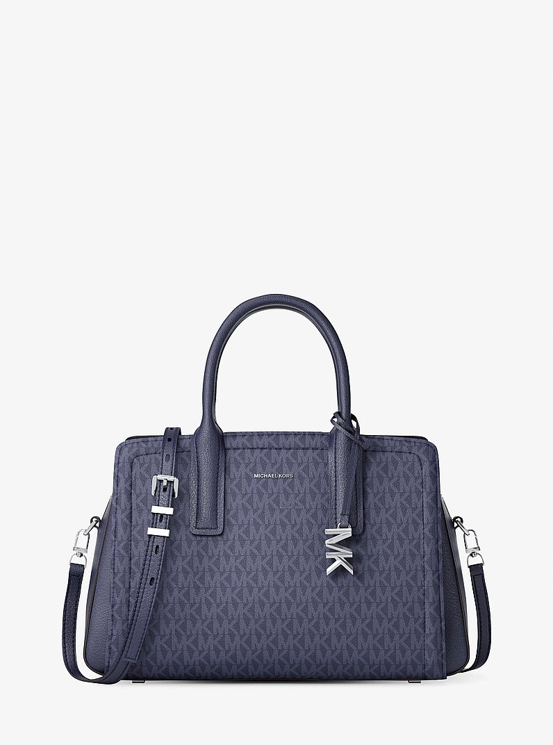 Henkeltasche Laila Medium mit Signature-Logomuster in BLAUGR&Uuml;NES KLEID | Michael Kors