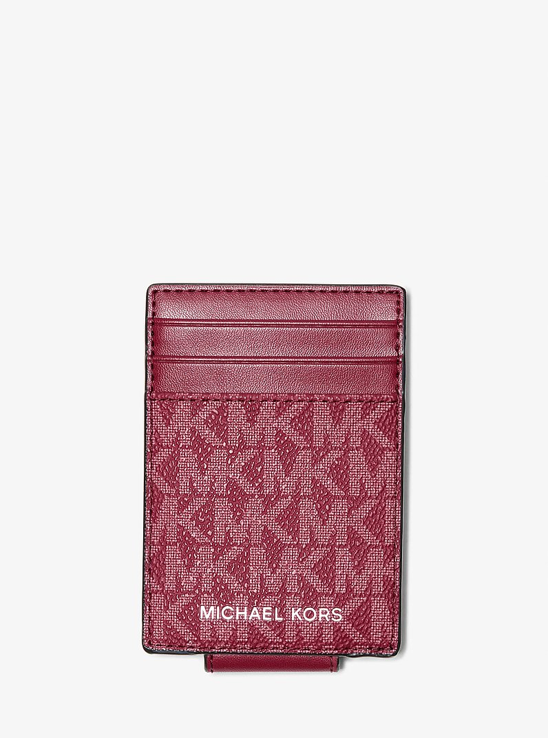 Cooper Signature Logo Money Clip Card Case in CHERRY | Michael Kors