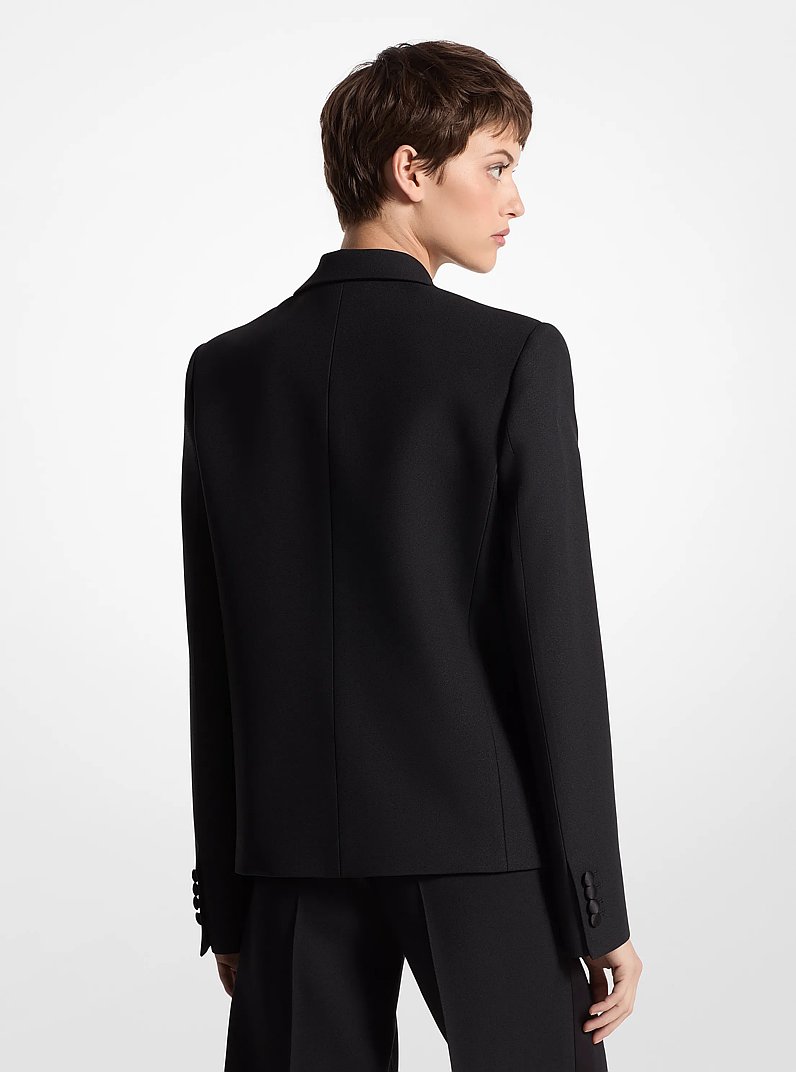 Double Crepe Sabl&eacute; Double-Breasted Cropped Jacket in BLACK | Michael Kors
