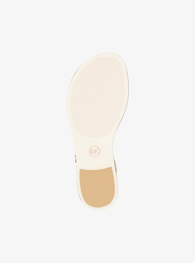Mallory Signature Logo T-Strap Sandal in VANILLA | Michael Kors