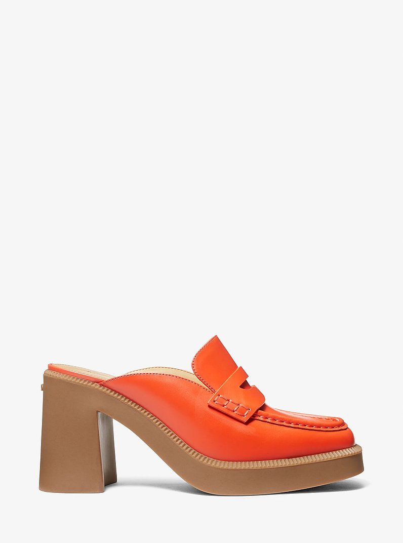 Eden Leather Platform Mule in OPTIC ORANGE | Michael Kors