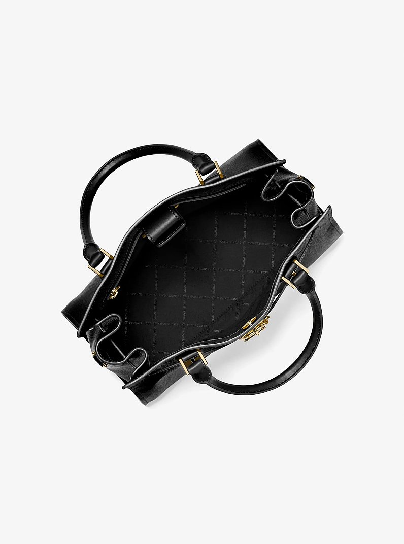 Hamilton Medium Leather Satchel in BLACK | Michael Kors
