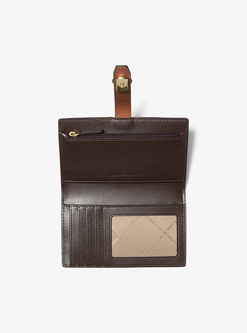 Greenwich Medium Signature Logo Wallet in BROWN - Sale | Michael