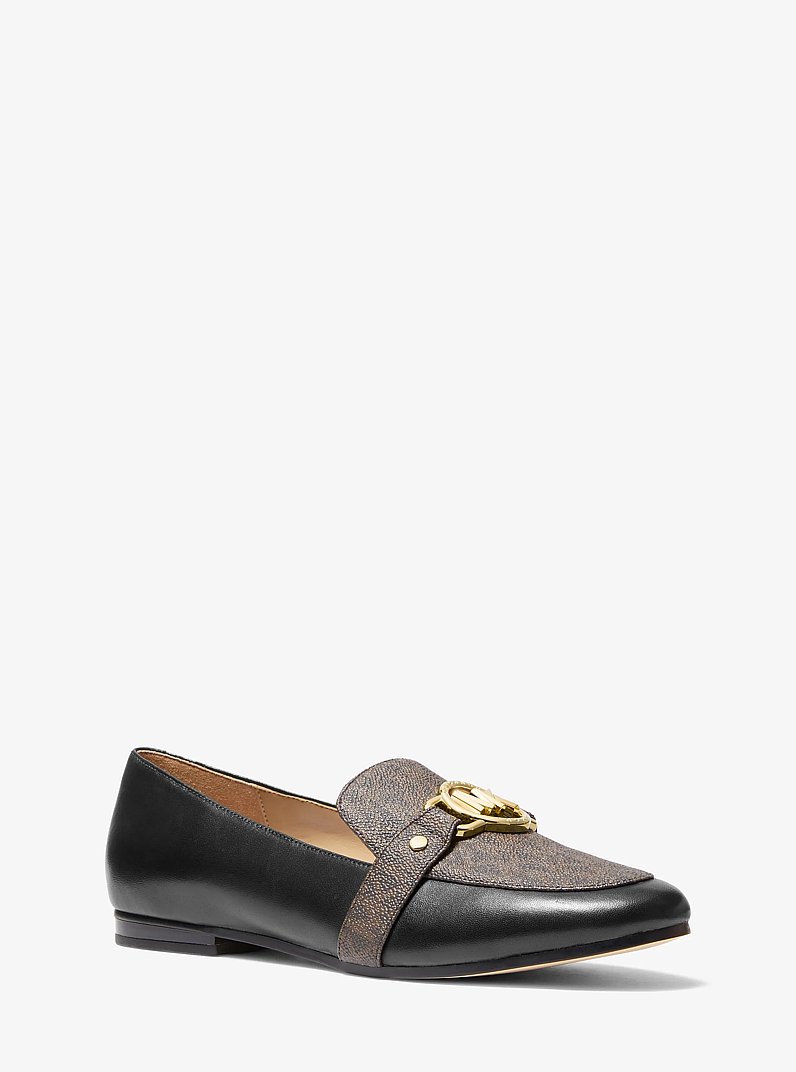 Rory Leather and Logo Loafer in BLK/BROWN | Michael Kors
