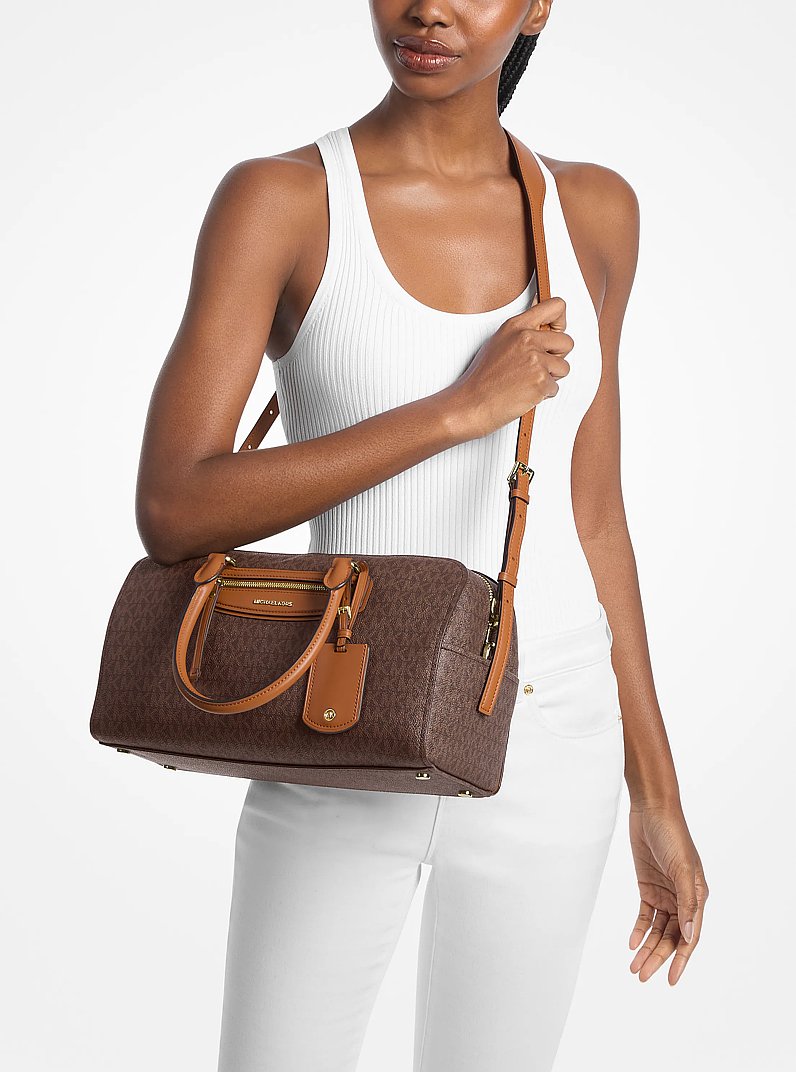 Borsa a tracolla Jet Set Travel media con stampa logo in BRONZO/GHIANDA | Michael Kors