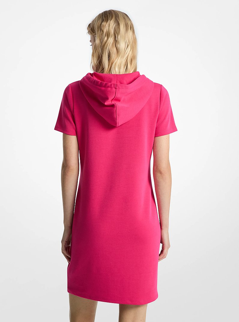 Studded Logo Cotton Blend Hoodie Dress in DRAGON FRUIT | Michael Kors