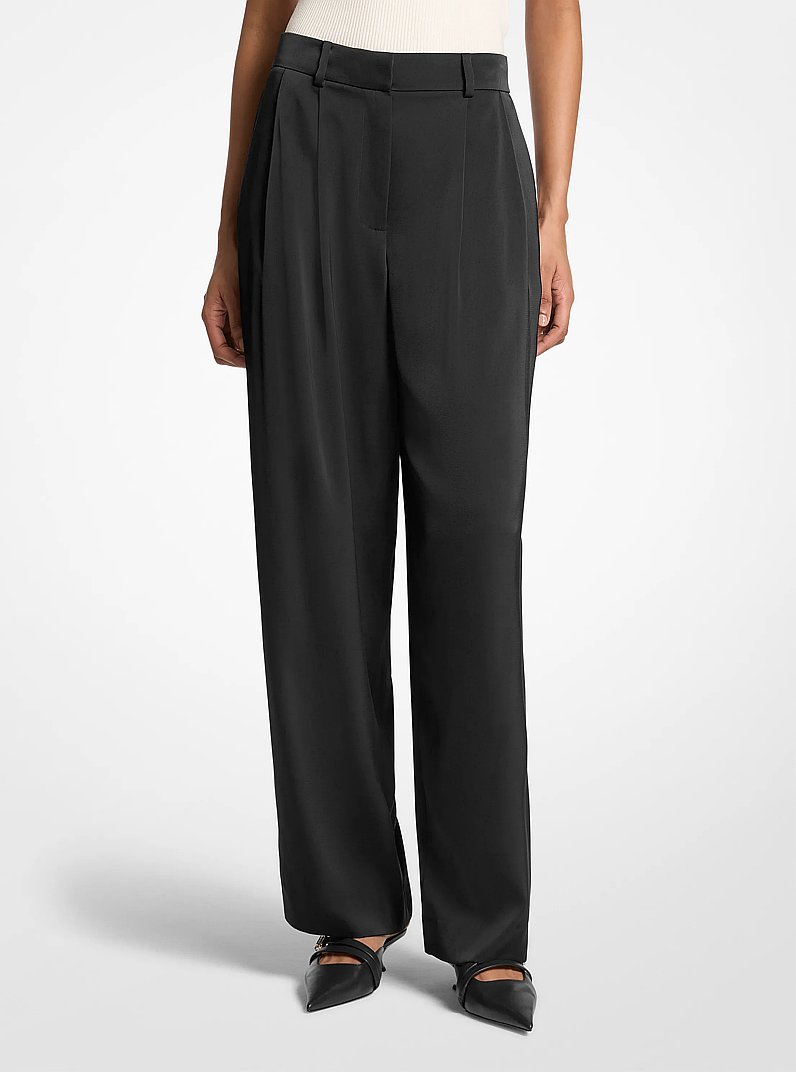 Pleated Satin Pants in NEGRO | Michael Kors