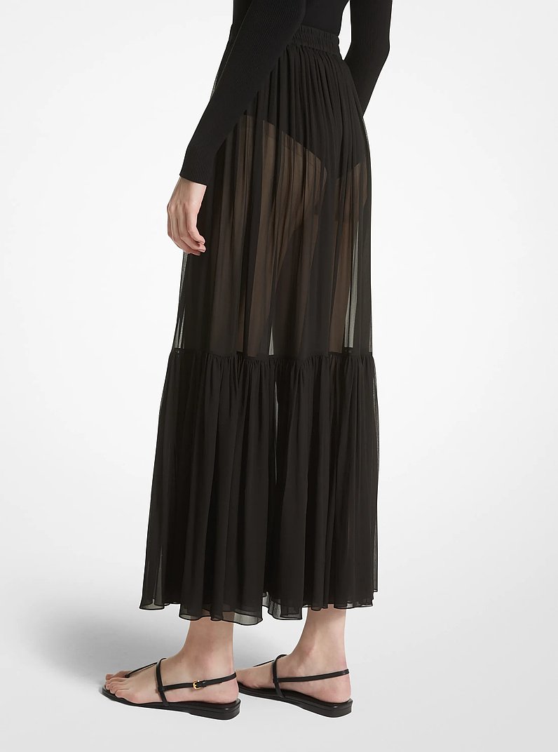 Silk Chiffon Skirt in BLACK | Michael Kors