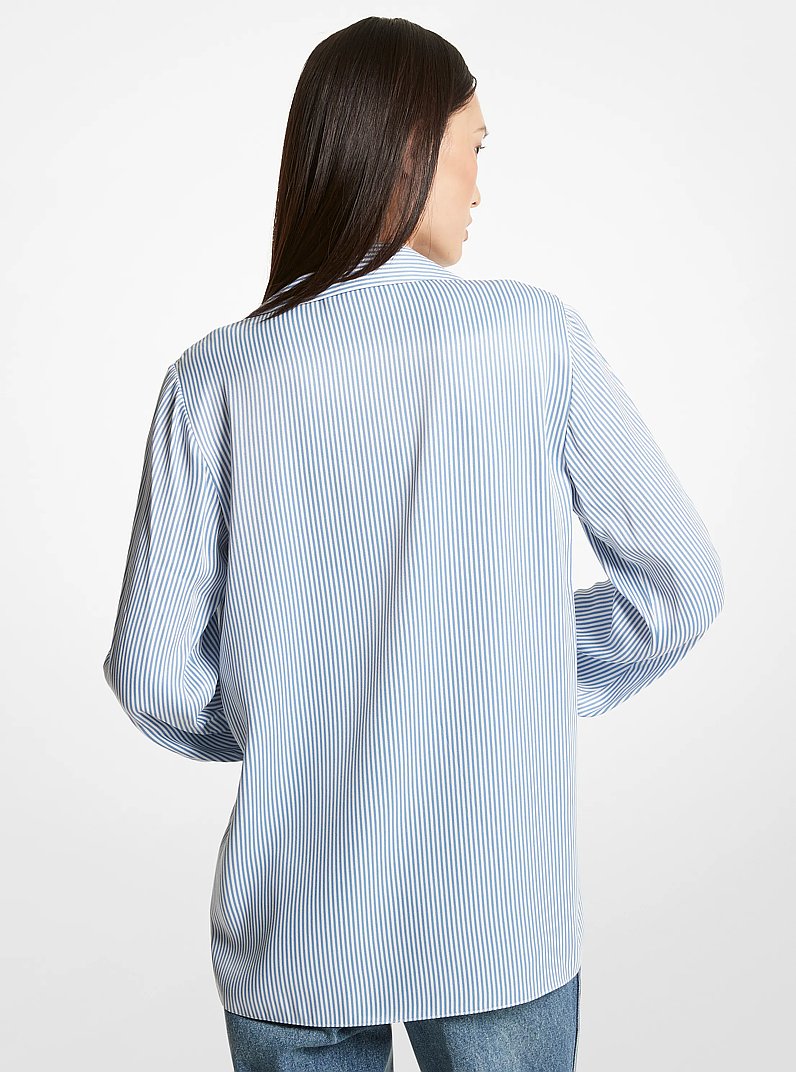 Pinstriped Satin Blouse in BLUEBERRY | Michael Kors