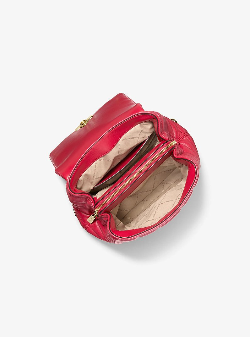 Tribeca Small Quilted Leather Backpack in CRIMSON | Michael Kors
