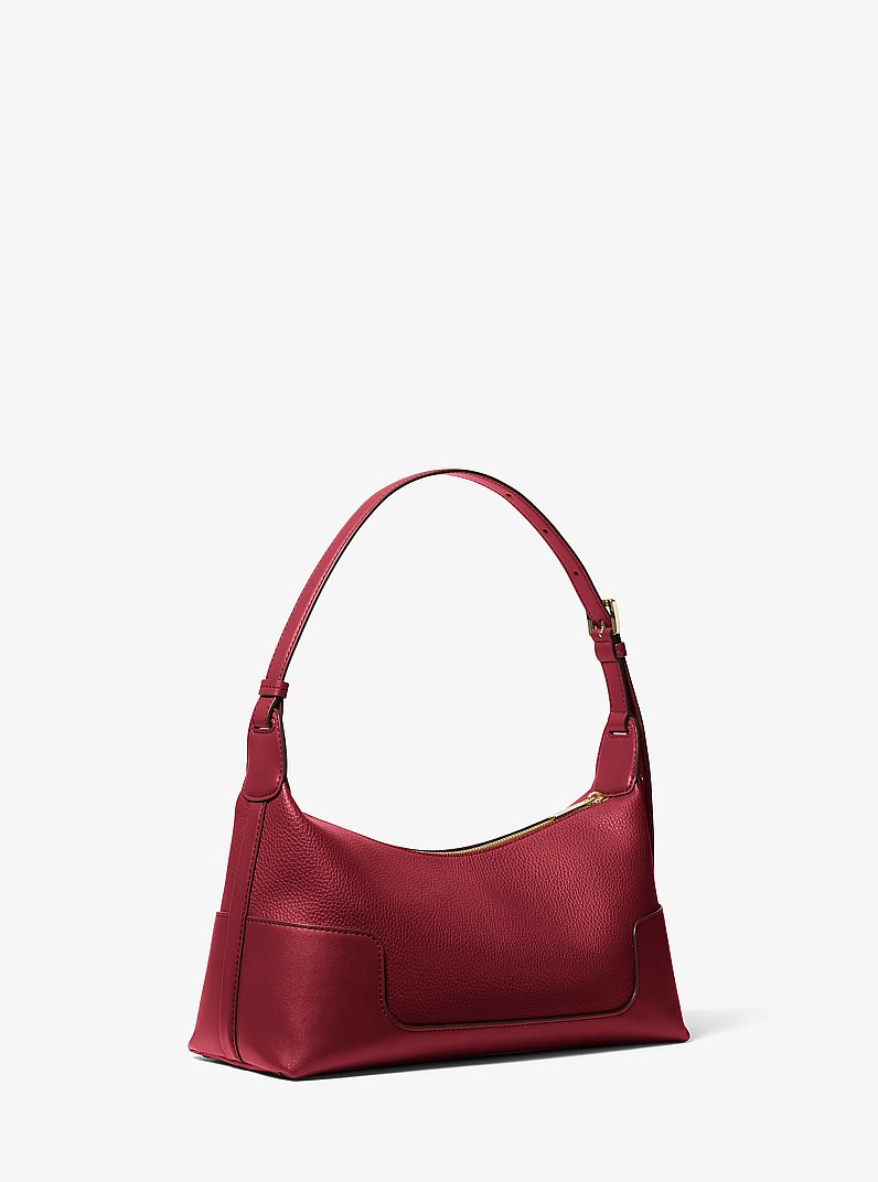 Teddi Medium Textured Slouch Shouder Bag in DEEP RED | Michael Kors